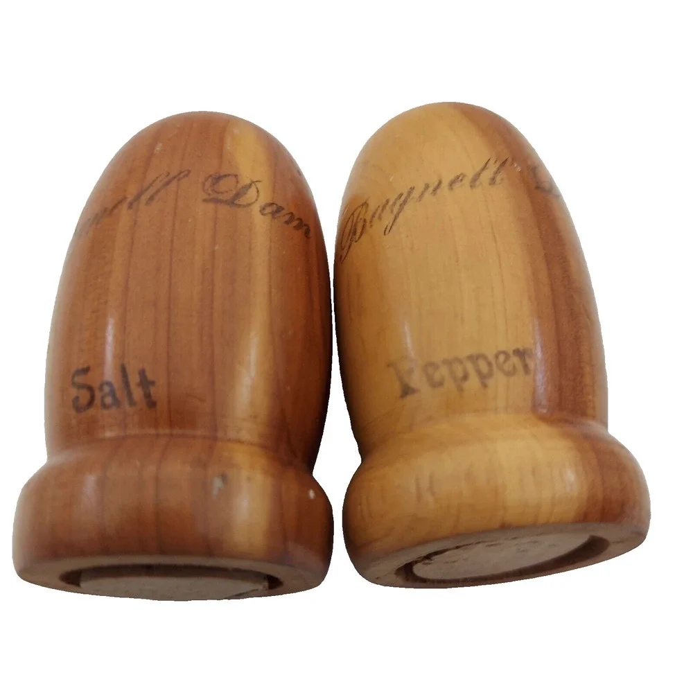 VTG Wooden Salt & Pepper Shakers Bagnell Dam Souvenirs Missouri Lake of Ozarks
